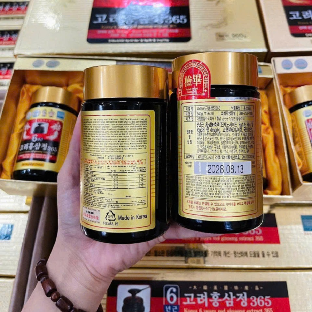 Mặt sau lọ cao sâm 365 Hàn Quốc 6 năm tuổi cô đặc Mặt sau lọ cao sâm 365 Hàn Quốc 6 năm tuổi cô đặc