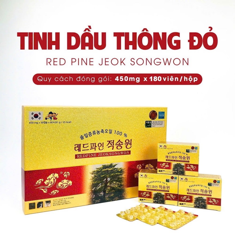 Tinh dầu thông đỏ chỉnh phủ Red Pine Jeok Song Won Hàn Quốc nguyên chất hộp 180 viên Tinh dầu thông đỏ chỉnh phủ Red Pine Jeok Song Won Hàn Quốc nguyên chất hộp 180 viên