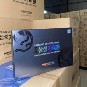 Mặt trước sản phẩm an cung ngưu hoàng hoàn bổ não Samsung hộp giấy xanh