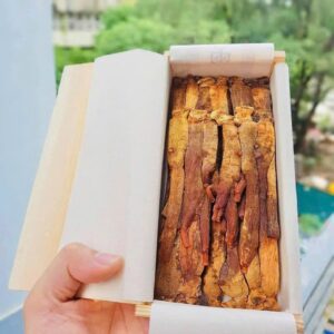 Củ sâm bên trong hộp gỗ