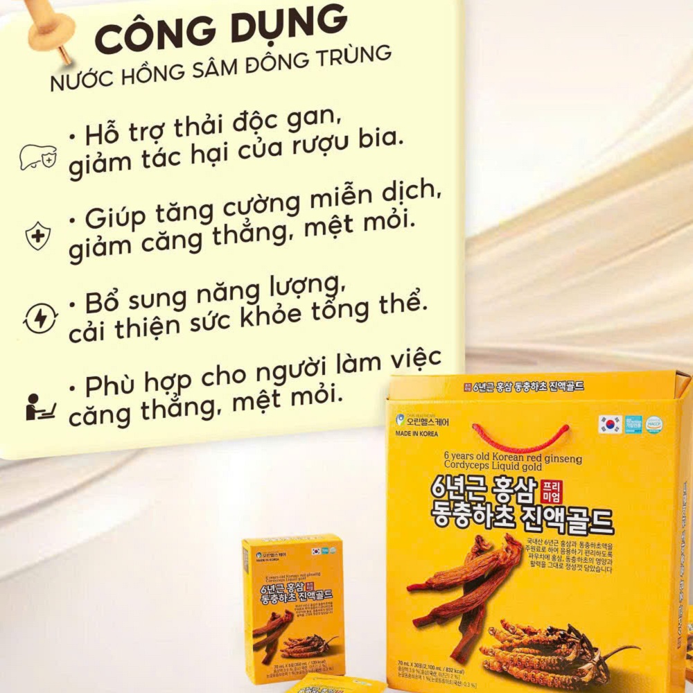 Một hộp bao gồm 30 gói mỗi gói 70ml