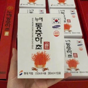 Hộp lớn gồm 6 hộp nhỏ nước đông trùng hộp giấy đỏ Hàn Quốc