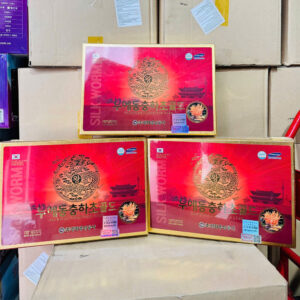 Mặt trước hộp sản phẩm nước đông trùng Kanghwa Hàn Quốc hộp gỗ Vàng 60 gói