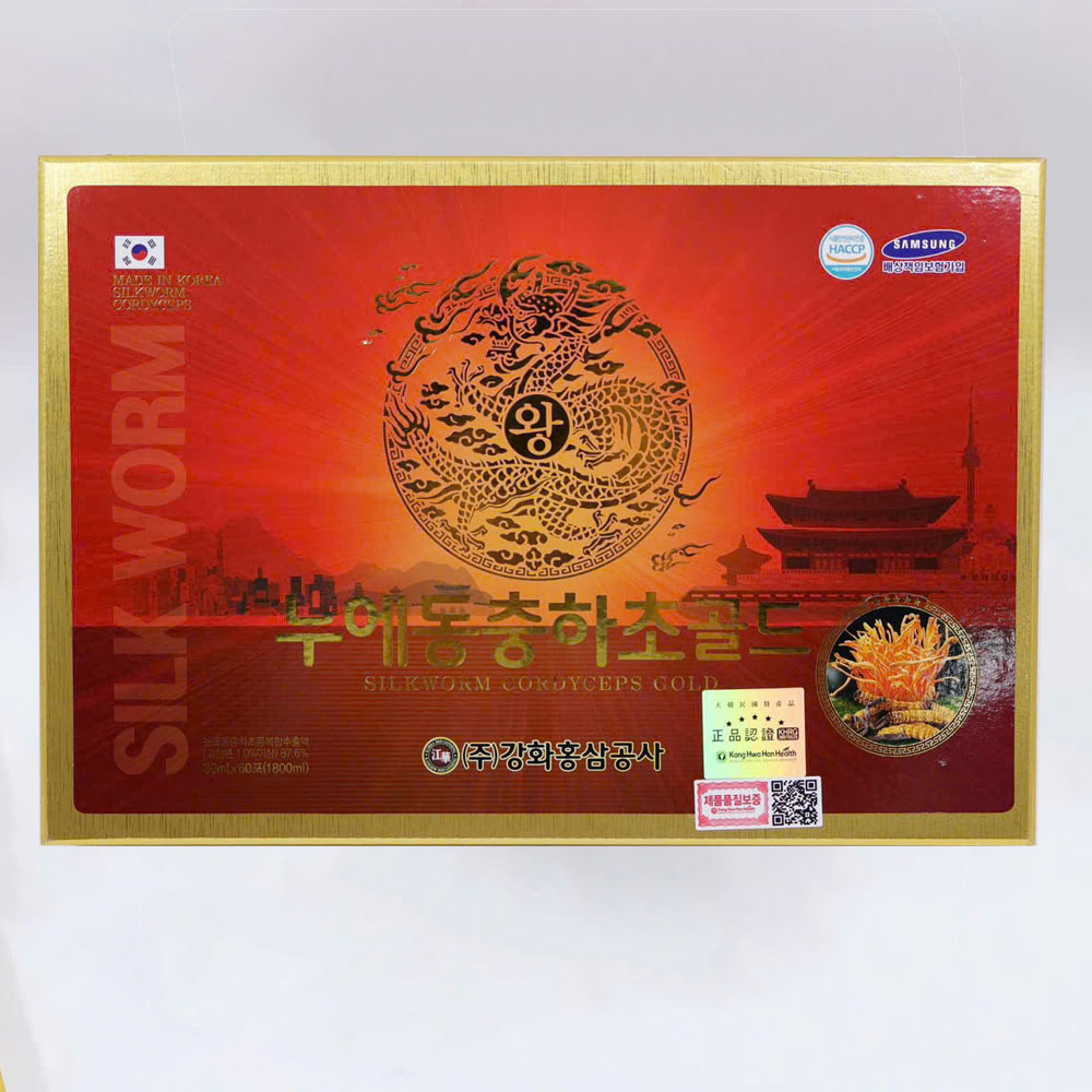 Mặt trước hộp gỗ nước đông trùng Kanghwa Hàn Quốc Mặt trước hộp gỗ nước đông trùng Kanghwa Hàn Quốc