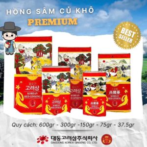 Hồng sâm khô Premium Daedong nguyên củ chính hãng