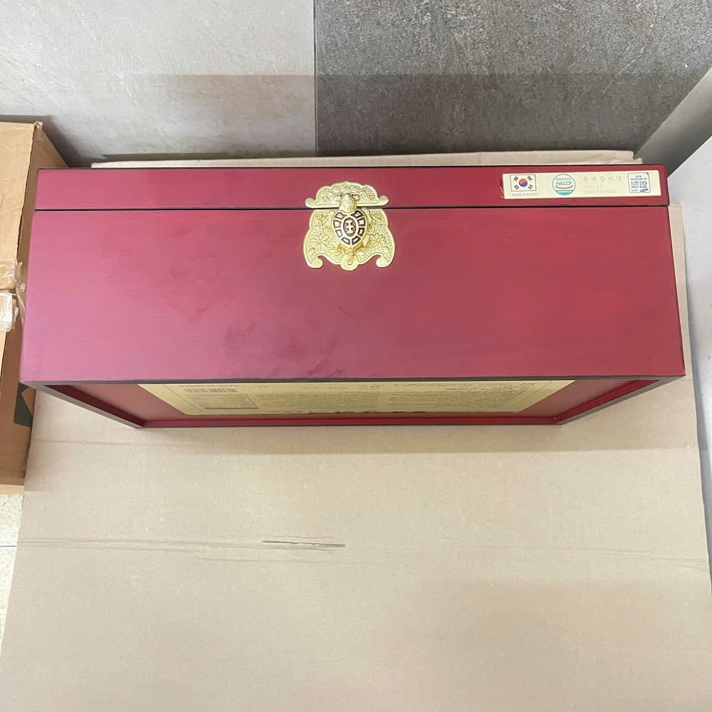 Thông tin sản phẩm bổ dược hoàng đế cao cấp Mặt trước khóa hộp gỗ bổ dược hoàng đế Hàn Quốc