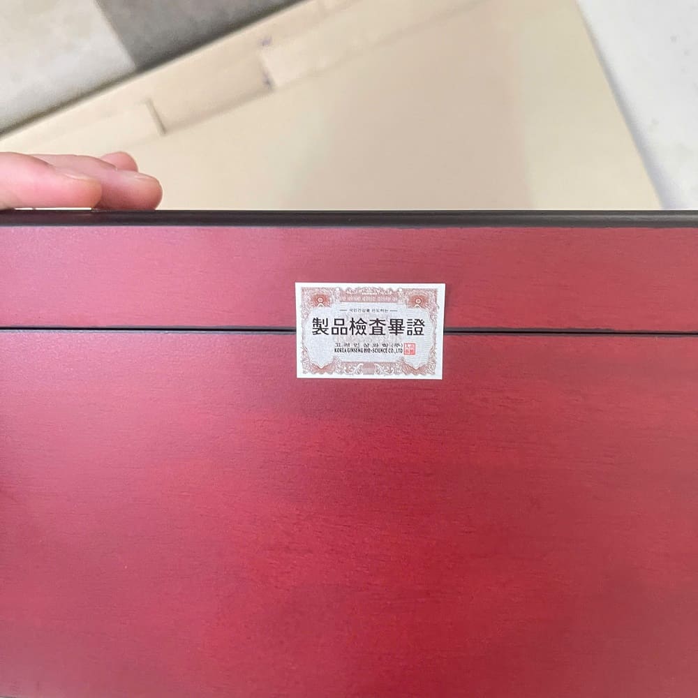 Thông tin sản phẩm bổ dược hoàng đế cao cấp Tem niêm phong hộp gỗ bổ dược hoàng đế Hàn Quốc